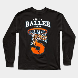 This Baller Is Now 5 Basketball Kids Boys 5Th Bday Party Long Sleeve T-Shirt